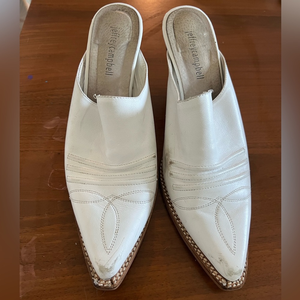 Jeffrey Campbell white western mules. Size 8